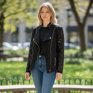 Elegant Black Lace Women's Jacket size Small Laseine box 4